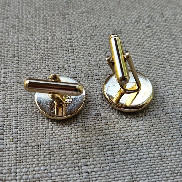 Men Shirt Cuff Links Gold Tone Fashion Men Jewelry Black Centered Cufflinks - Picture 4 of 11